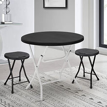 MoNiBloom 2.6Ft Round Foldable Table Set, 5-Piece Portable Plastic Commercial Card Table for Banquet Even Indoor Outdoor, Balck - No Assembly