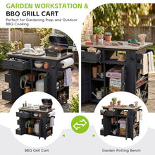 TOPMAX Kitchen Island, Extendable Outdoor Cart 19.3''/28'', Stainless Steel BBQ Grill Table with Storage Drawers, Spice Rack, Perfect for Backyard Party, Cooking and Food Prep, Sleek Black Design