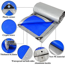 Silver-Blue 0.32mm PE Rainproof Cloth Truck Canopy Tarpaulin Outdoor Awning Garden Plant Waterproof Shade Cloth Pet House Cover Tent (L)