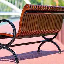 Park Patio Seat Outdoor Bench with Armrests, Luxury Park Chair with Streamlined Seats and Backrest, Solid Black Cast Aluminum Legs for Garden Patio