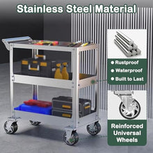 ICEMOB Stainless Steel Utility Cart,Heavy Duty Tool Cart on Wheels,1100Lbs Commercial Rolling Tool Cart,3-Tier Mobile Service Cart,Storage Cart for Kitchen,Garage