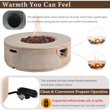 Merax 38'' MGO Propane Outdoor Fire Pit with Vertical Stripe Design, Black