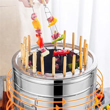 Smokeless Stainless Steel Hanging BBQ Grill 360° Roasting Oven Charcoal Braised Barrel for Indoor Outdoor Cooking(Small)