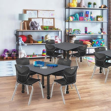 Regency Kee Adjustable Mobile Classroom Table Set with 12" Andy Chairs Grey/Black