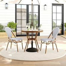 Martha Stewart Lily Pond 31.5" Round Bistro Dining Table, White/Navy
