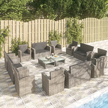 ZQQLVOO 16 Piece Patio Lounge Set with Cushions Poly Rattan Gray, Outdoor Bistro Set, Balcony Furniture Set, Outdoor Bistro Table and Chairs Set for Yard Backyard Lawn Porch Poolside Balcony