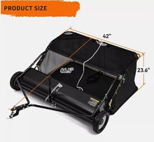 42" Tow Behind Lawn Sweeper Leaf Collector for Grass Lawn 12 Cu FT Capacity 42in