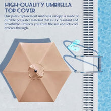 GAZOGJ Replacement Patio Umbrella Canopy 6.6-9.8Ft - Uv Resistant Polyester Fabric Cover for Market Umbrella - Perfect for Pool Deck Yard & Beach,Khaki-6 Ribs: 3.0m/9.8ft