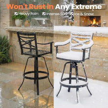 30" Outdoor Swivel Bar Stools Set of 2, Aluminum Bar Height Chairs