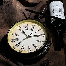 ERTTGWGF 8in Retro Metal Double Sided, Silent Double Sided Station Clock, Battery Operated Decor Double Sided Hanging Clock for Outdoor Courtyard Garden