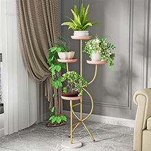 Flower Stand Nordic Wrought Iron Living Room Plant Rack Office Multi-layer Flower Stand Decoration Simple Balcony Floor-standing Plant Shelf Plant Stand(Gold and black)