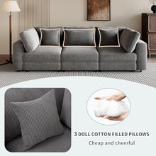 Merax 105" Comfy 3-Seater Sofa with Removable Back Cushions and 5 Pillows Grey