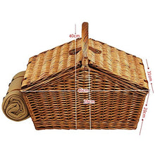 qiuqiu Rattan Picnic Basket, Fruit Basket Storage,Portable Wicker Shopping Basket, Picnic Blue Belt Cover, Gift Basket, 46 * 31 * H20CM