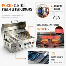 32in Built in Propane Gas Grills Charcoal & Natural Gas Triple Combo Grill