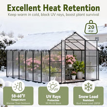 10X12 FT Greenhouse for Outdoors, Polycarbonate Walk in Green House for Outside, Reinforced Aluminum Frame Greenhouses, Heavy Duty Garden, Patio, Backyard Flower Planting