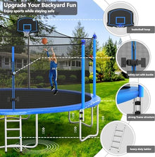 Lyromix 16FT Outdoor Trampoline with Basketball Hoop Morandi Blue
