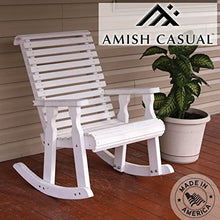 Amish Heavy Duty 600 Lb Roll Back Pressure Treated Rocking Chair (Semi-Solid White Stain)