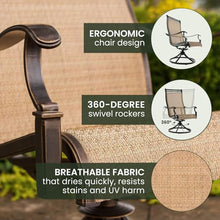 Hanover Manor 5-Piece Outdoor Dining Set Rust Resistant Aluminum Patio Set for 4 with 360 Degree Swivel Rockers Cast/Sling