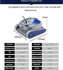 KANGJIEM Automatic Robotic Pool Cleaner with Large Capacity Top Load Filter Basket,Cordless Pool Vacuum, Robotic Pool Cleaner, with Updated Battery Ideal for Pools up to 50 Feet.