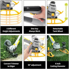 2-in-1 21V Cordless Grass Trimmer with 3 Replaceable Blades