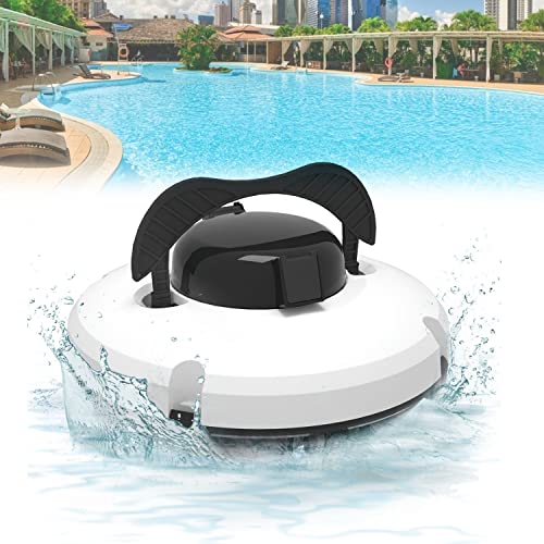 Cordless Robotic Pool Cleaner,Fully Automatic Robotic Pool Cleaner Wall-Climbing Underwater Cleaner with Smart Navigation and Top Load Filter Ideal, for Ground Swimming Pool,White