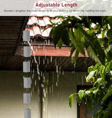 WhamtL Channel Link Rain Chain for Heavy Water Flow, Heavy Duty Rust-Resistant Rain Catcher, Silver Stainless Steel Rain Chime Replacement Downspout(Style1,7.5m (24.6ft))