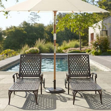 Andehomy Cast Aluminum Outdoor Chaise Lounge Chair with Wheels, Patio Chaise Lounge with 3-Position Adjustable Backrest, Tanning Chair Reclining Chair for Poolside, Bronze (Set of 2)