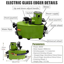 BhRWVJD 800W Electric Small Glass Edging Machine,Portable Small Glass Edger,DIY Diamond Glass Art Corner Grinding Edging Machine,Glass Polisher W/8 Diamond Wheels & 2 Polisher Wheels