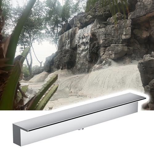 MLYAYE Waterfall Pool Fountain for External Landscape, Flush Mount Wall Sheer Descent Spillway Outlet Metal for Swimming Pool/Patio/Backyard/Deck(24in/61cm)
