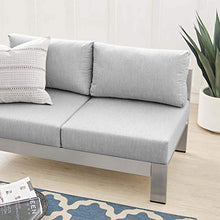Modway Shore Sunbrella® Fabric Aluminum Outdoor Patio Left-Arm Loveseat Silver Gray
