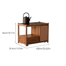 Couch End Table Chinese Style Tea Cabinet Living Room Corner Sofa Side Table Wooden Mobile Side Table Trolley Corner Tables for Living Room