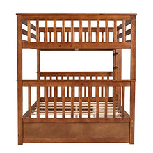 Jintop Full-Over-Full Bunk Bed with Ladders & Storage Drawers Walnut