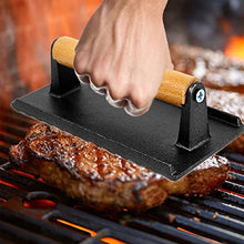 AFPSDLFJDLS Kitchen Cast flat Iron Steak Weight/Bacon Press With Wooden Handle Heavy-Weight Grill Press Commercial