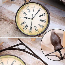 EHVYBDX Wall Clock, Outdoor Double Sided Wall Clock Garden Wall Clock with Bracket European Retro Style Wrought Iron Black Double Sided Roman Numerals Wall Clock Indoor Outdoor