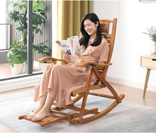 GenSDH Modern Rocking Chair Set with Footstool Wooden Folding Reclining Chair with Footrest Comfortable Rocking Armchair with Upholstered Seat for Balcony Patio Adjustable Backrest