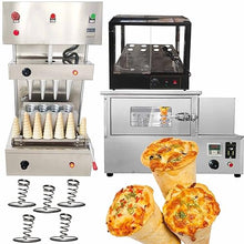 TXMACHINE 4 cone maker machine commercial pizza cone machine Handheld Pizza Making Machines for pizza shop with pizza oven,Display Cabinet (spiral cone machine+oven+Display Cabinet, 110V/60HZ)