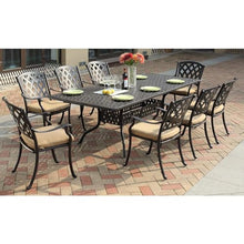 Darlee Ocean View 9 Pc Cast Aluminum Dining Set w/ 92 X 42 Inch Series 30 Table in Antique Bronze/Sesame