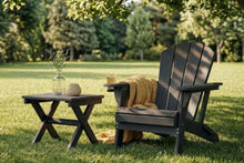 Patio Kingdom Folding Adirondack Chairs Set of 4 with Cup Holders, Heavy-Duty HDPE Plastic Outdoor Chairs, All-Weather Resistant Patio Conversation Set for Backyard, Deck, Fire Pit, Black