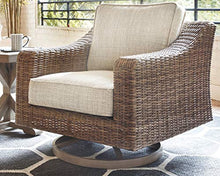 Signature Design by Ashley Beachcroft Outdoor Swivel Wicker Patio Lounge Chair Brown Beige