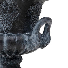 Merax 2-Piece 24.41" H Classical Grape Relief Urn Planter,MGO Pedestal Flower Pot with Elephant-Head Handles, Lightweight Weather-Resistant Decorative Vase for Garden, Patio & Entryway, Antique Black