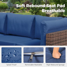 LHBcraft Outdoor Patio Furniture Set Wicker, 7 Pieces Patio Sectional, Blue
