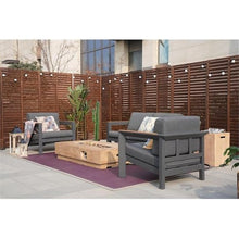Gray Aluminum 4-Person Seating Group with Fire Pit and Cushions