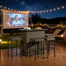 XITPEYEZY 5-Piece Outdoor PE Rattan Bar Table and Stool Set, Dark Gray