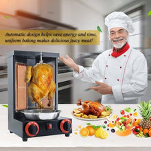 YDBMY Commercial Meat Rotisserie,Electric Vertical Kebab Grill,Countertop Gas Grill Machine,Automatic Rotating Skewers Machine,Indoor Kebab Machine,Silver-DoubleKnob