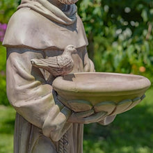 Zaer Ltd. Saint Francis Garden Statue with Birdbath, Antique Grey Magnesium, 30-36 Inch Height (36" Tall Standing)