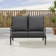 Oakland Living Black Aluminum Patio Deep Seating Outdoor Two Seater Loveseat with Black Cushions