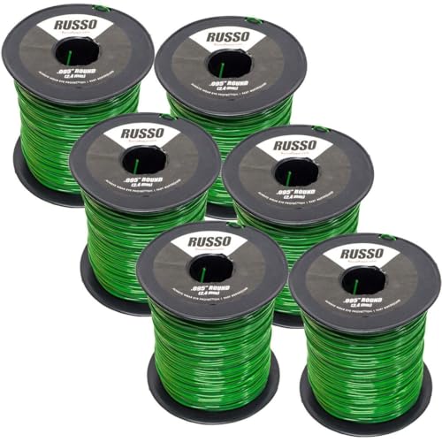 GENTERUN 6-Pack Commercial Grade Round Trimmer Line | 0.095" Diameter | 5LB Spool Green String | 1837ft Per Roll | for Heavy-Duty String Trimmers