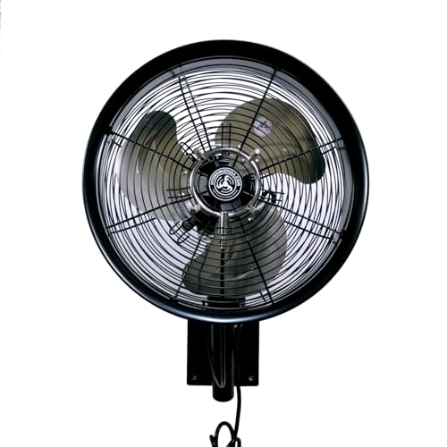 HydroMist Outdoor Oscillating Shrouded Misting Fan, 14 Inch, Black