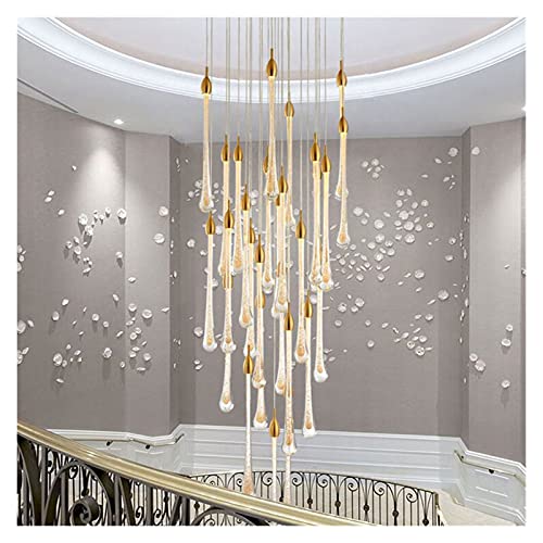 EPIFANIA Ceiling Light, LED Chandeliers, Luxury Modern Crystal Chandelier Compatible with Staircase Large Gold Drop Design Led Cristal Lamp Long Villa Lobby Hanging Lighting Fixture