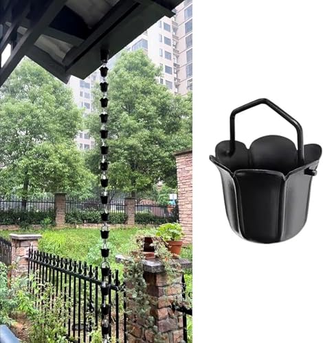 YUSIWOAL Rain Chains Aluminum Rain Chain for Heavy Rain, Decorative Chimes & Rain Catcher Cups(300cm/10ft)